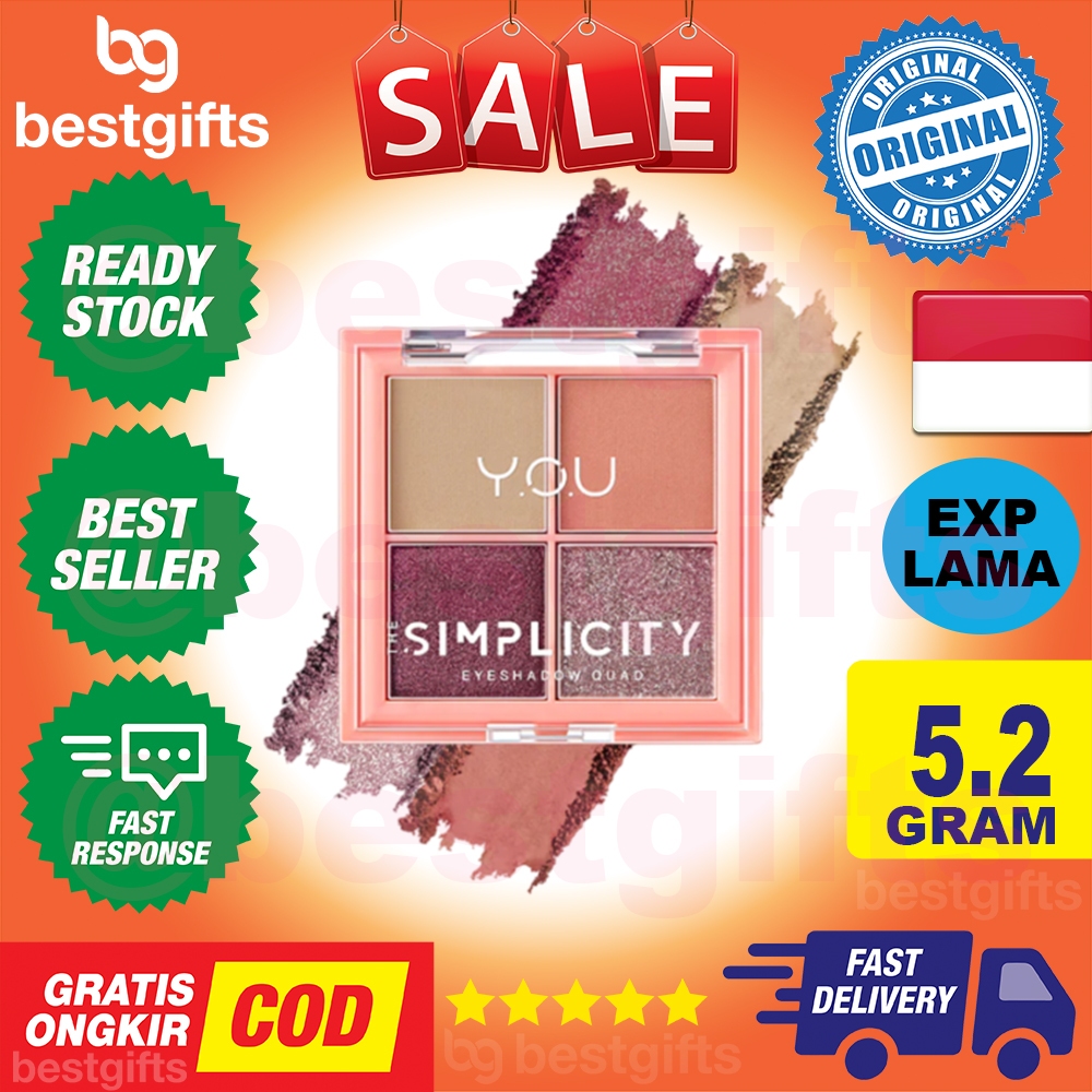 Y.O.U YOU SIMPLICITY EYESHADOW QUAD EYE SHADOW MAKEUP PALLETE 4 WARNA PIGMENTED GLITTER KOSMETIK MAT