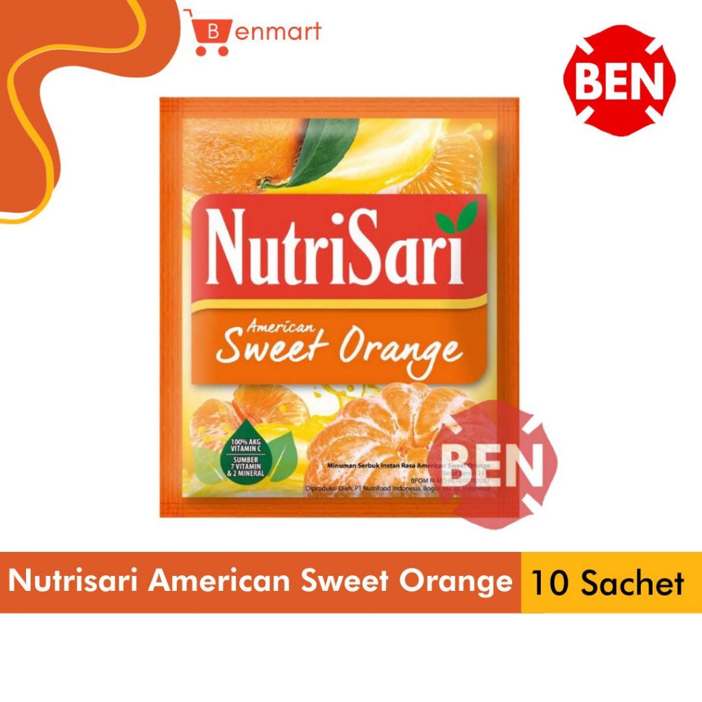 

NUTRISARI AMERICAN SWEET ORANGE 1 Renceng 10 Sachet pcs - jeruk Murah Grosir 14gr 14 gr Nutri Sari