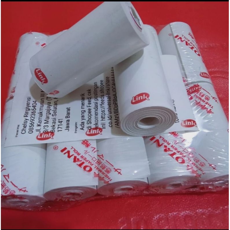 

Paket Murah 10 Roll Kertas Thermal logo Link 58x30mm