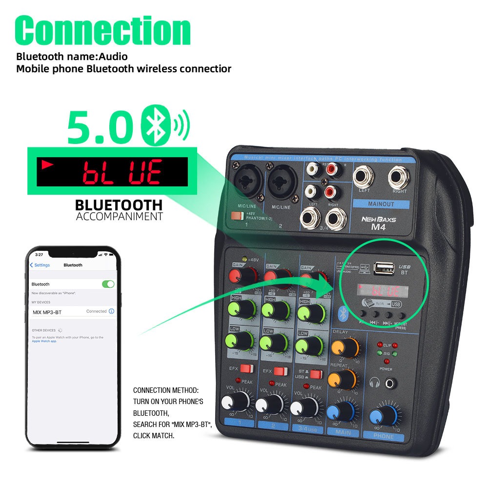 CUCI GUDANG NEW BAXS M4 Audio Mixer mini Professional 4 channel equalizer Support