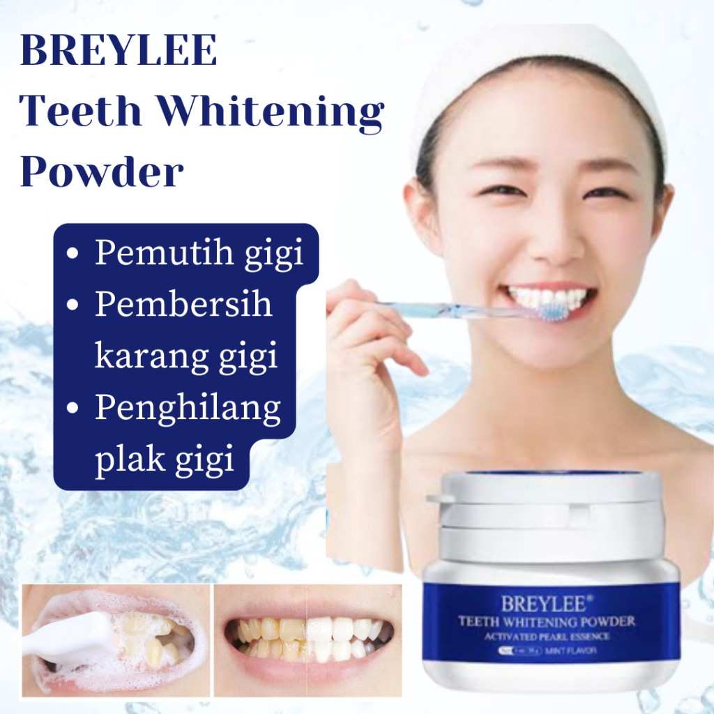 Bubuk Serbuk Pemutih Gigi Permanen Original Breylee Teeth Whitening Powder 30gr Ori Braylee Breleey 