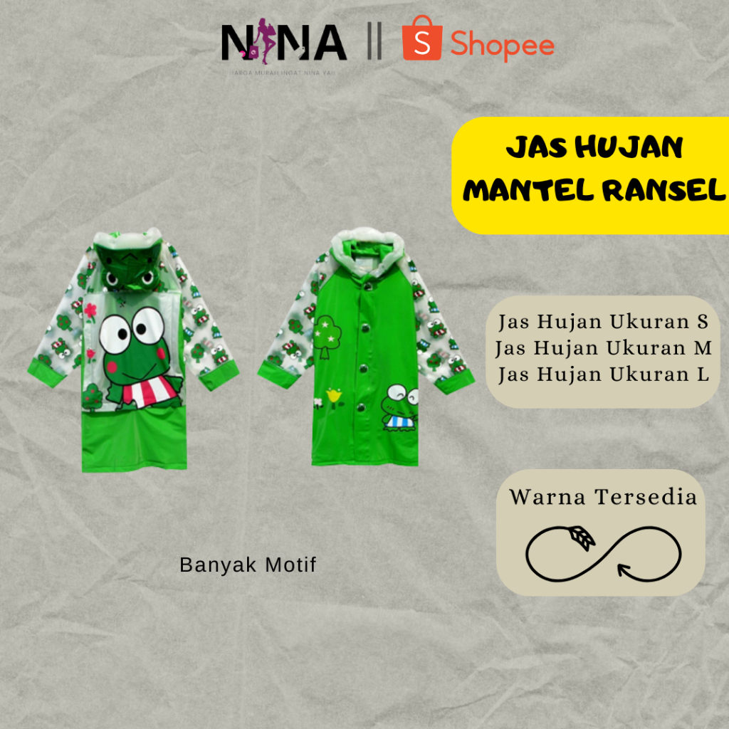 JAS HUJAN MANTEL RANSEL ANAK SD PEREMPUAN DAN LAKI-LAKI IMPORT