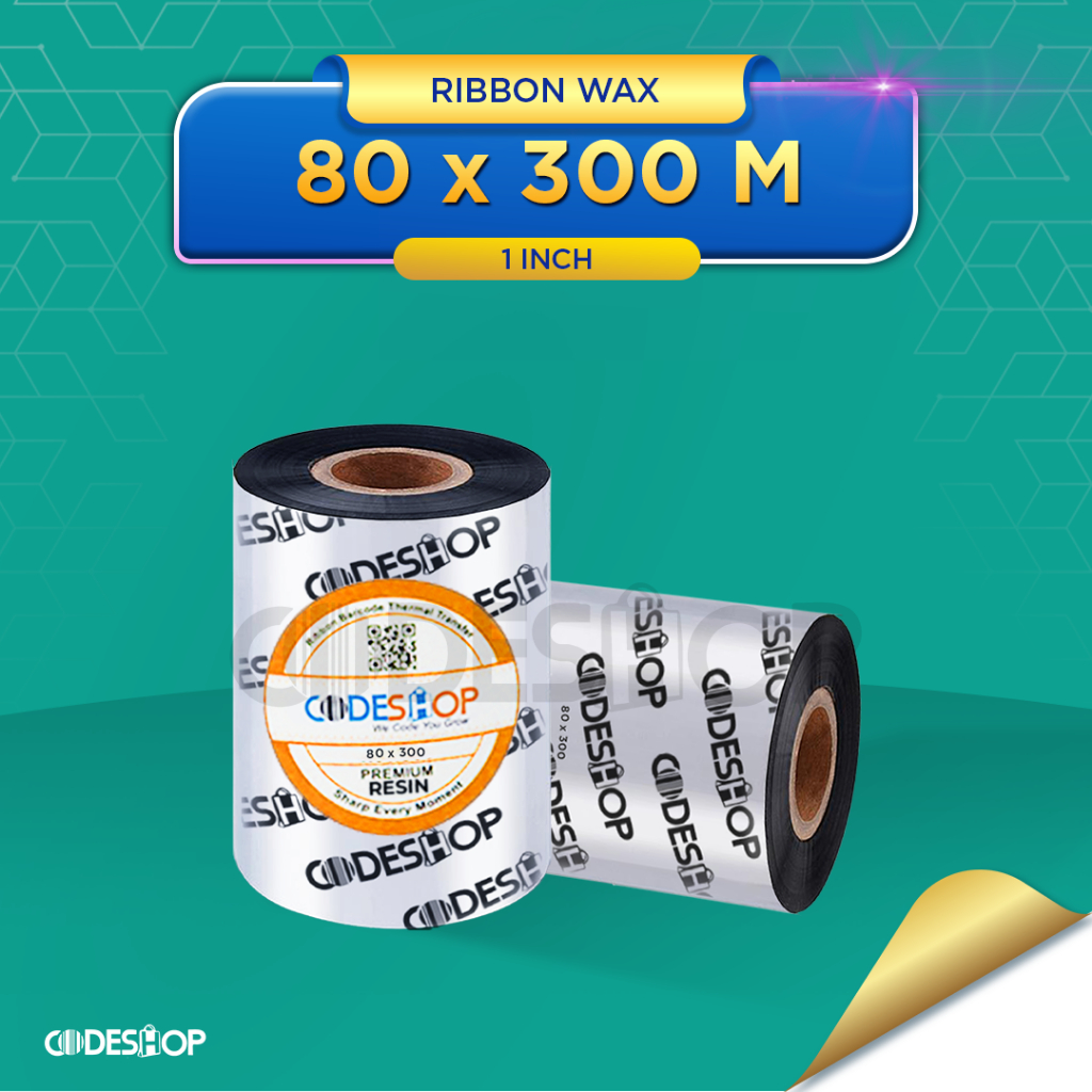 Ribbon Printer Barcode 80x300M / 80x300 / 80 x 300 M / 8 cm x 300 M Black