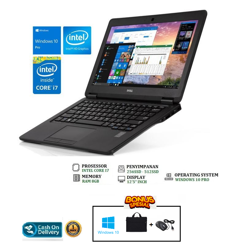 Laptop Dell Latitude 7250 i7 GEN 5TH RAM 16GB/512SSD FREE APLIKASI 
