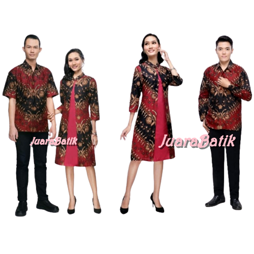 Seragam Dress Batik Merah Seragam Couple Merah Batik Couple Tunik Batik Merah