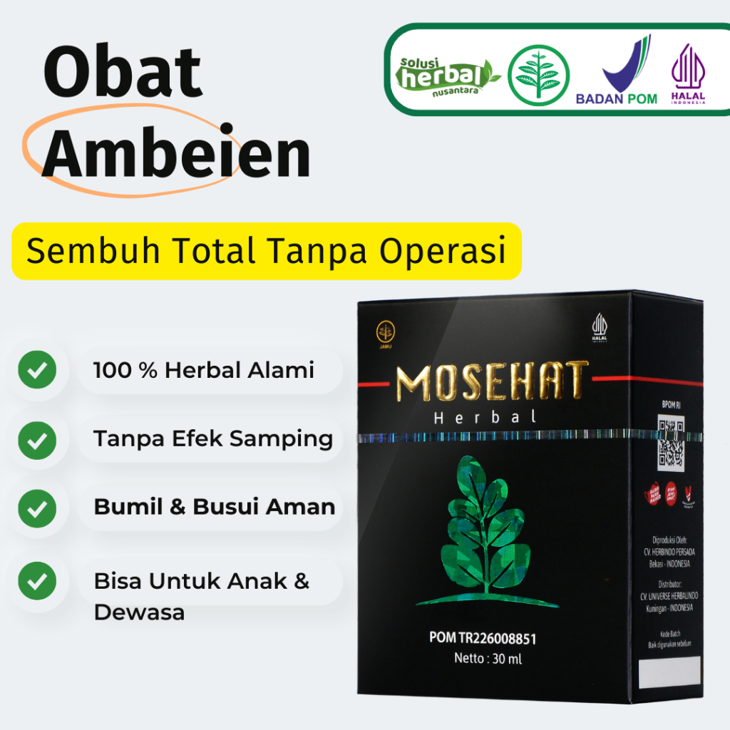 MOSEHAT Obat Wasir Herbal Ambeien Ampuh Alami Original BPOM HALAL DIJAMIN ASLI 100%