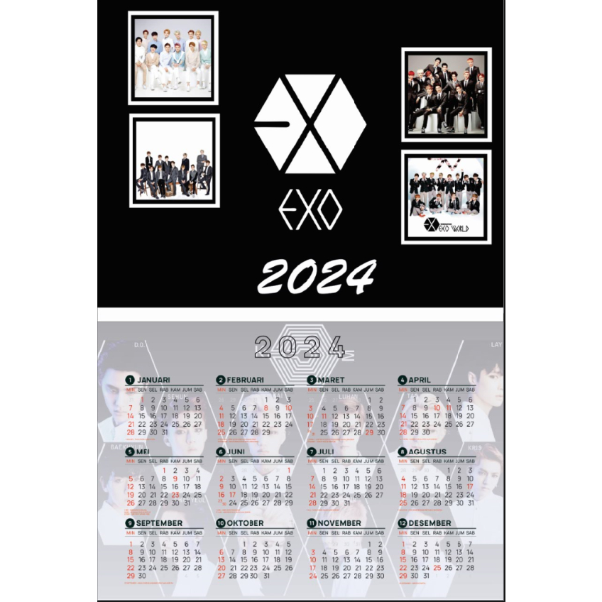 

Kalender Dinding EXO 1 Tahunan (12 bulan) 2024