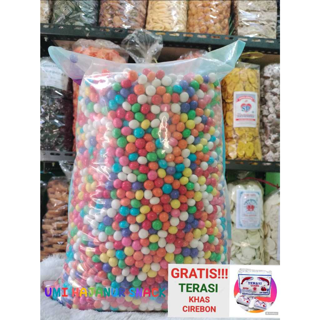 

(GRATIS TERASI) CEMILAN ANEKA RASA//250GRAM PERMEN BISKUIT BOLA PELANGI