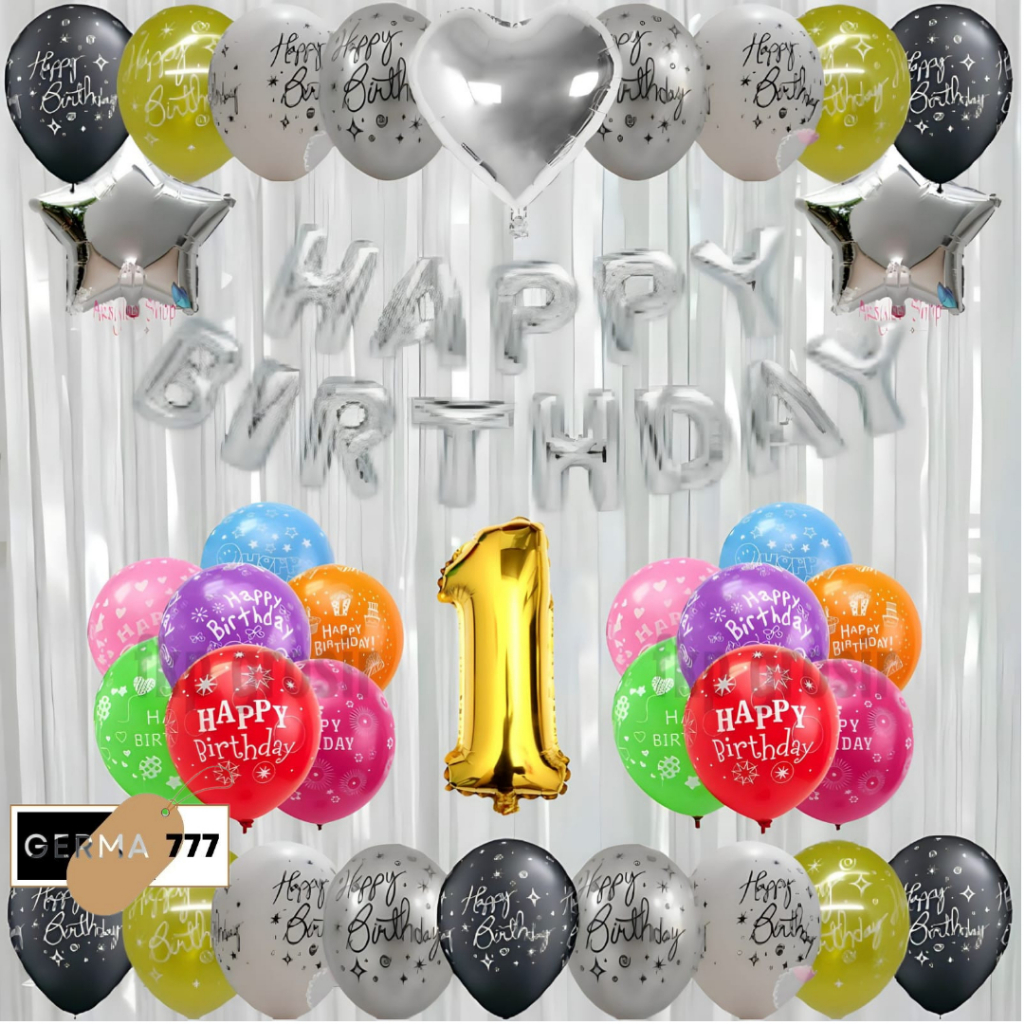 Dekor Ulang Tahun Simple Balon Happy Birthday Dekorasi Hiasan Pesta Ultah Anak Simple