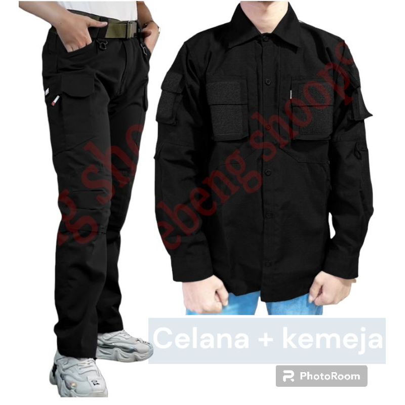 Paket Kemeja 511 Tactical PDL Eiger Dan Celana Tactical PDL Eiger Bahan Premium Warna Hitam Bisa COD