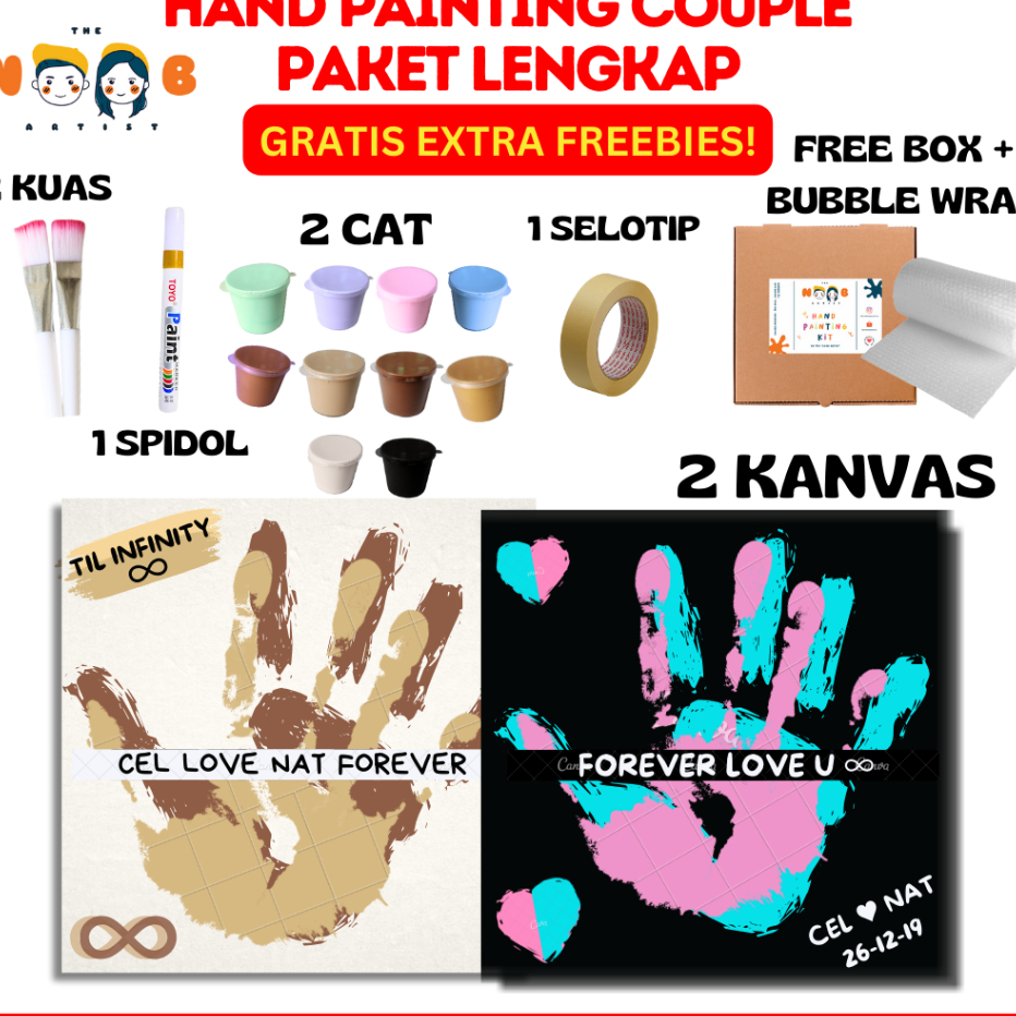

Ready Hand Painting Kit Canvas By The Noob Artist | Kanvas Cap Tangan Couple | Canvas 20x20 cm | Kanvas Lukis Tangan Couple