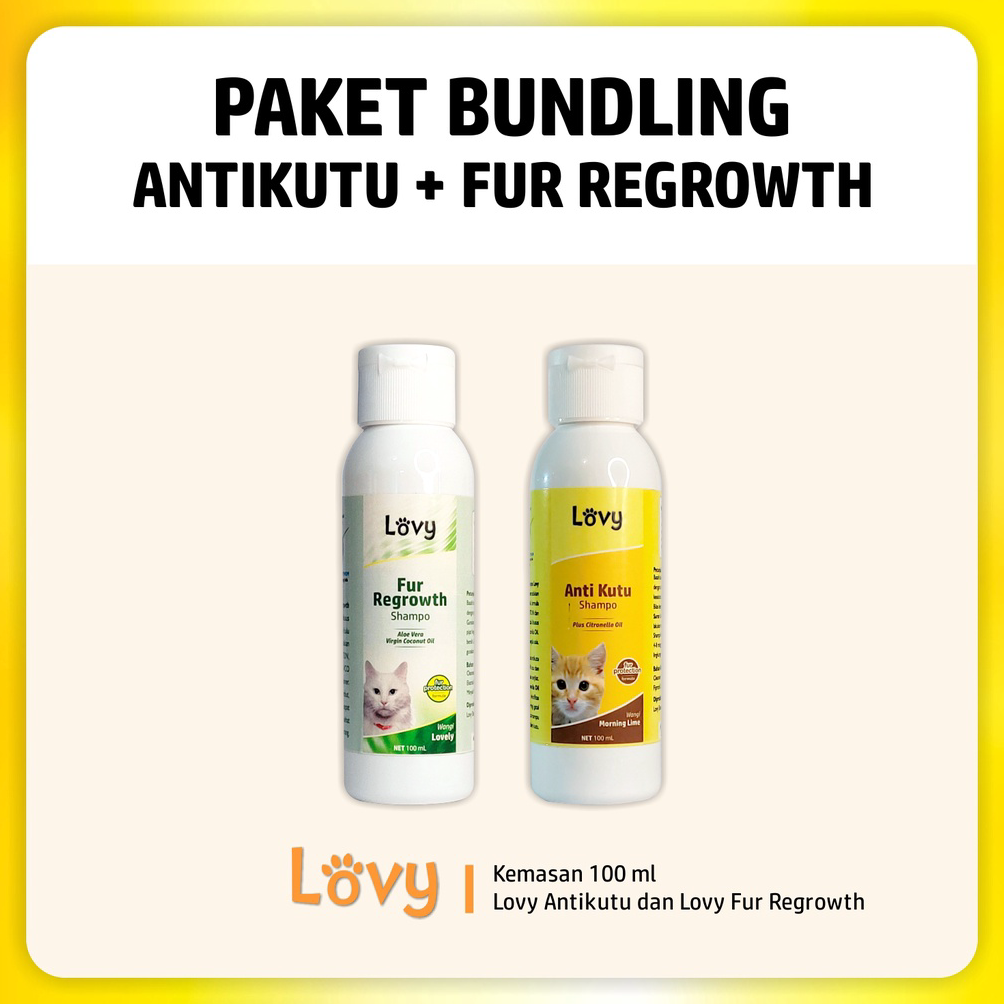 Harga termurah Shampo Sampo Kucing Lovy | ANTI KUTU & FUR | PAKET A KCW