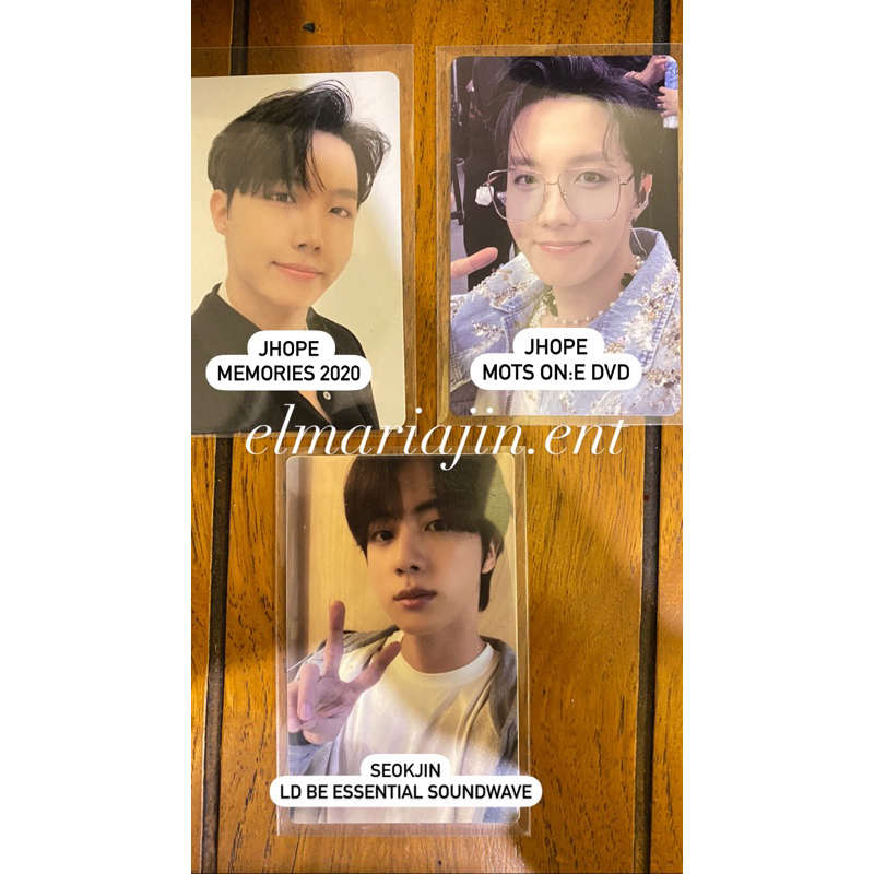 OFFICIAL PC PHOTOCARD JHOPE MEMORIES 2020 / MOTS ON:E DVD / JIN SEOKJIN LUCKY DRAW LD BE ESSENTIAL S