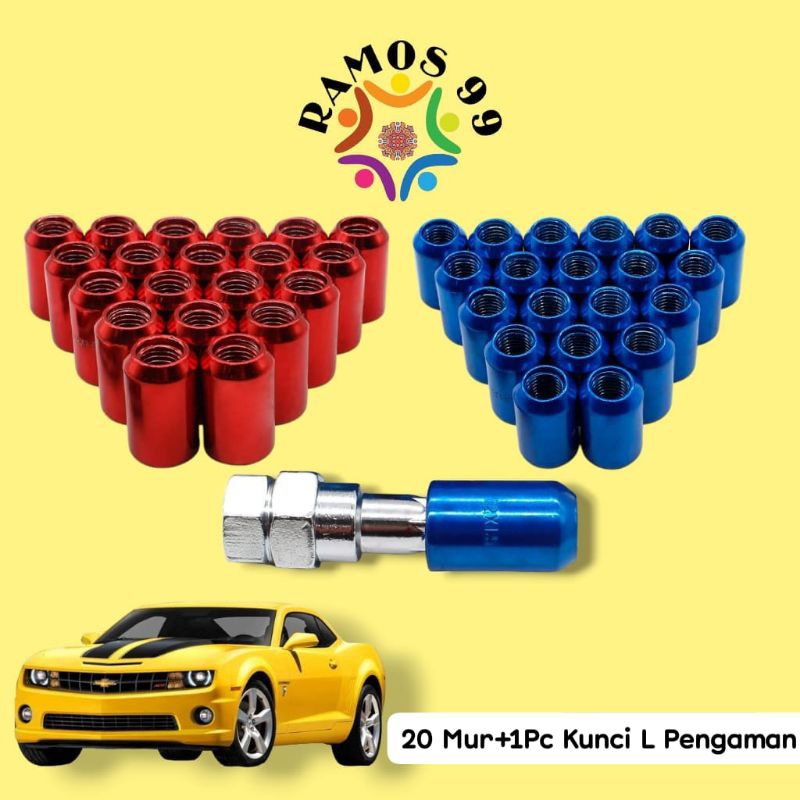 APV GRAND MAX LUXIO MUR BAUT RODA VELG RACING LUG NUT 20PCS+1KUNCI L PENGAMAN BAJA