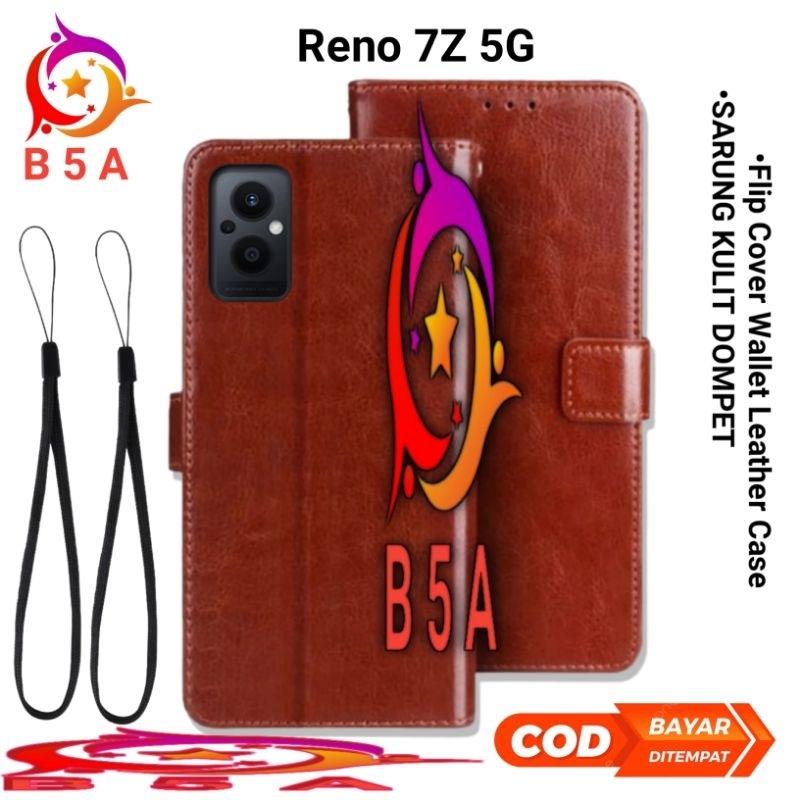 RENO 7z 5G | Reno 7 4G | Reno 7 5G Sarung Kulit Flip Cover Leather Case Dompet Casing OPPO RENO 7z 5