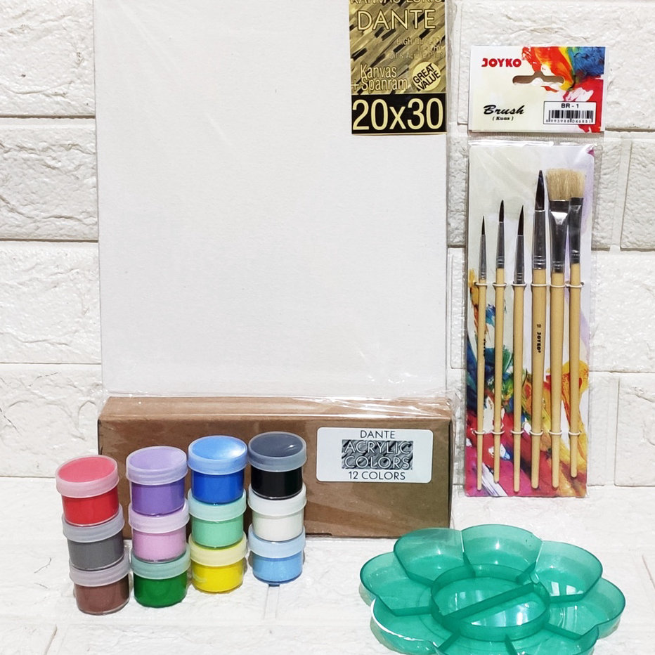

Terlaris PAKET MELUKIS SET Kanvas 20X30 Kuas Palet