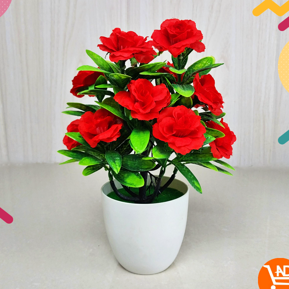 Terlaris dan Termurah Bunga Mawar Hias Pot Tanaman Bunga Hias Plastik Dekorasi Rumah Artificial Flowers Bunga Hias Ornamen Bunga Hias Palsu PBP62.