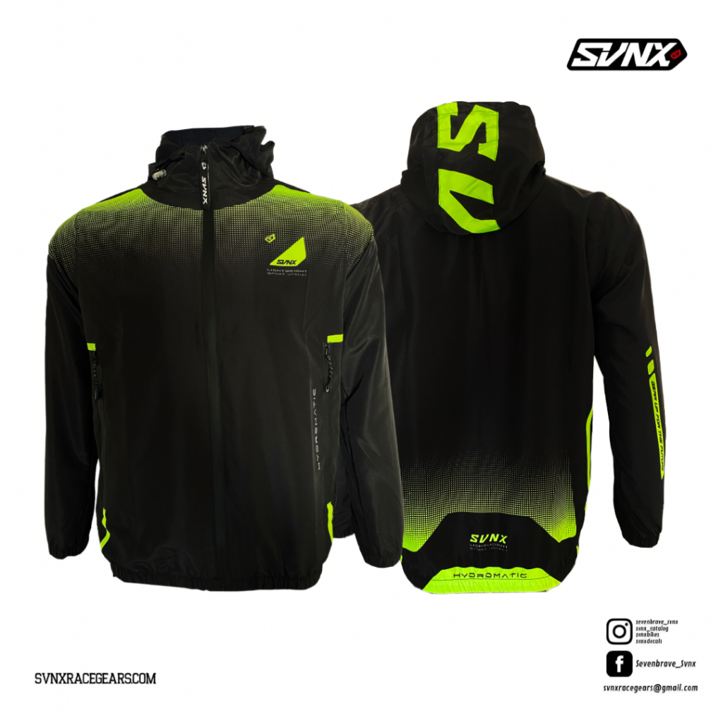 JAKET RUNNING SVNX BLACK GREEN SERIES