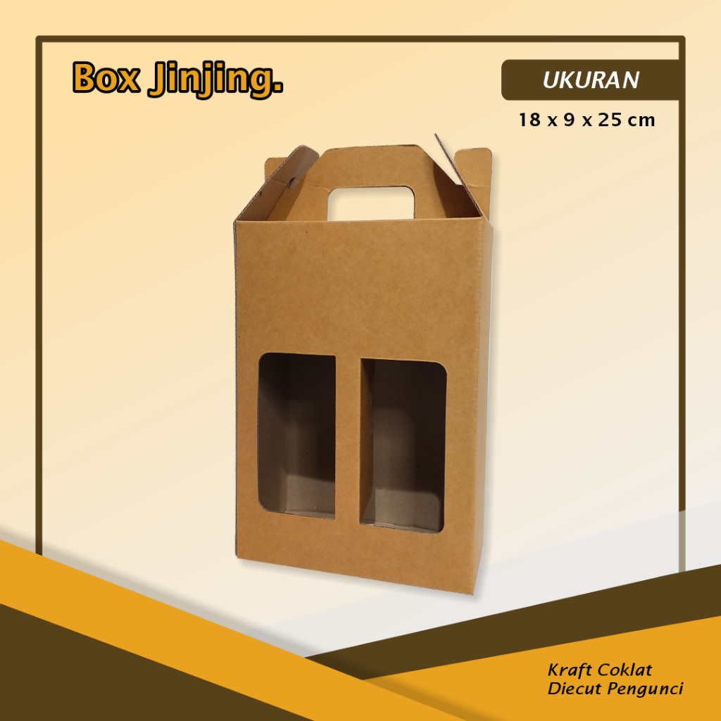 

BOX / KARDUS JINJING Botol 1 Liter Isi 2 - Ukuran 18 x 9 x 25 Cm - Tas Jinjing Botol