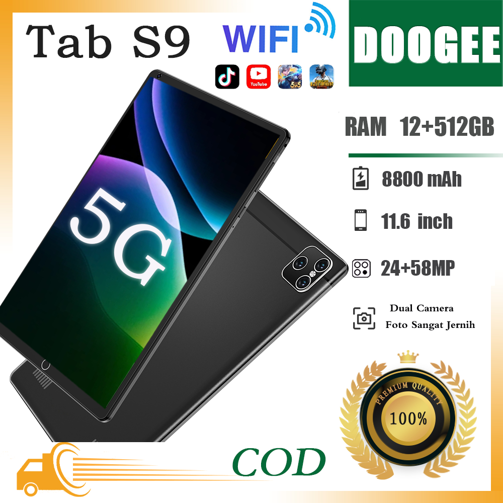 【Bisa COD】Tablet PC Asli Baru Galaxy Tab S9 Ultra 12GB + 512GB 58MP 8800mAh Tablet Android 11.6inch 