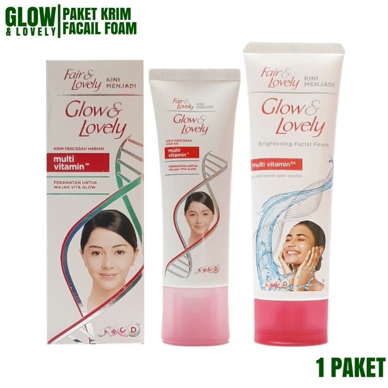 Paket Fair &amp; Lovely / Glow &amp; Lovely Krim 23gr + Facial Foam 50gr BPOM