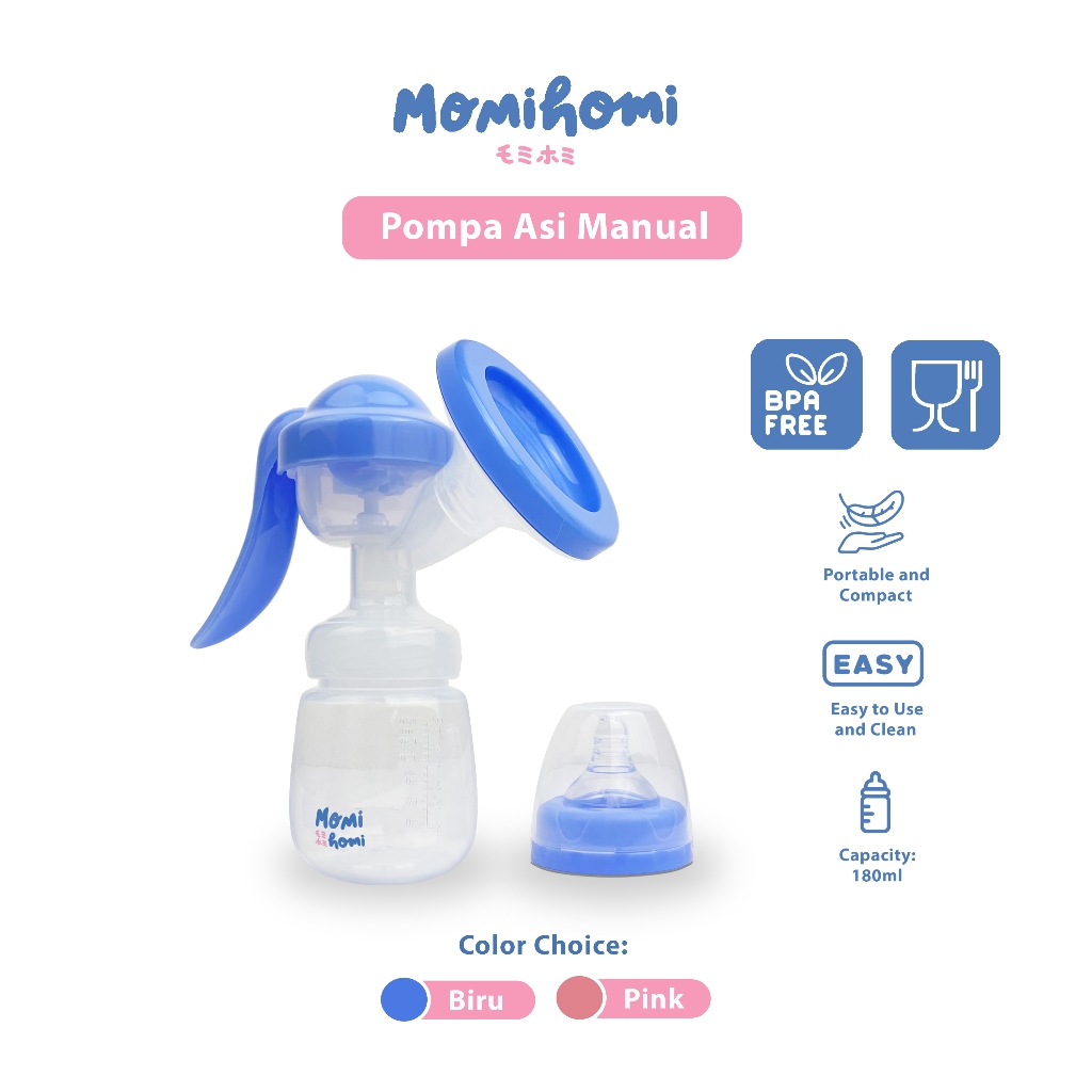 MOMI HOMI Pompa Asi Manual 3027 Portable Breast Pump /  Breast Milk Saver Set Dengan Botol Dot Ukuran 180Ml  BPA FREE