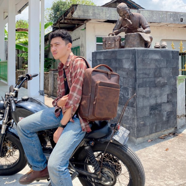 Jhon Snow - Tas Ransel Backpack Gendong Tas Punggung Pria Kulit Sapi Asli - Roosman Leather