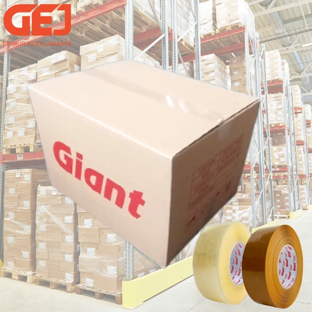 

1 DUS - Lakban Bening-Cokelat GIANT 45mm Khusus Gojek-Grab