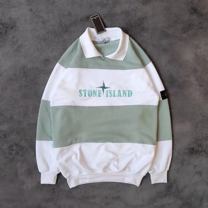 CREWNECK STONE ISLAND HIJAU PUTIH