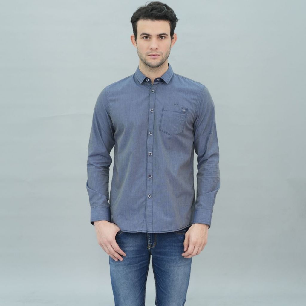 LGS - Kemeja Casual Pria Lengan Panjang Warna Abu-Abu Slim Fit - JSH.391.S1189F.950.C L/S