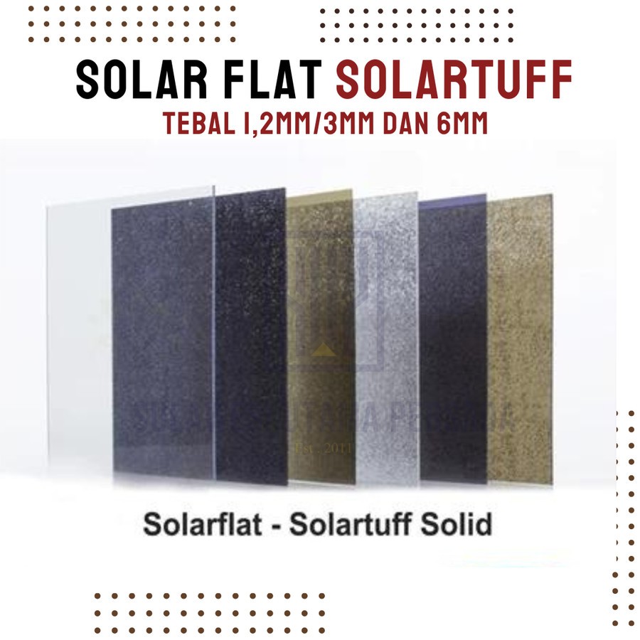 solarflat atap solartuff grey, bronze, clear tebal 1,2mm, 3mm dan 6mm