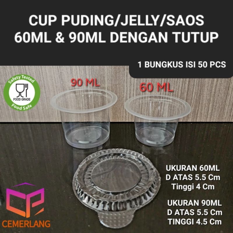 Mika Cup Puding 60ml 90ml Bening Dengan Tutup Srikaya Agar Jelly Saos