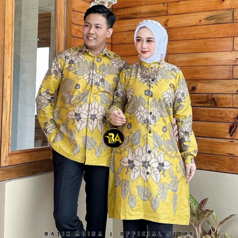 (bisa ecer) couple batik tunik busui kemeja original anisa