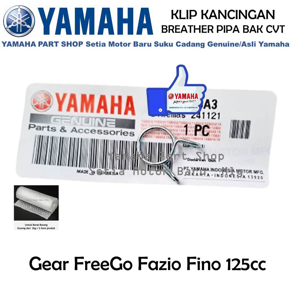 Kancingan Klip Breather Pipa Bak CVT FreeGo Fazio Fino Gear 125 Asli Yamaha Setia Motor Baru