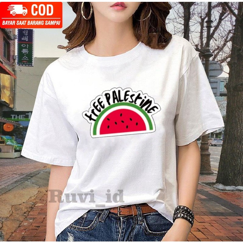 Ruvi_id-KAOS FREE PALESTINA / BELI 3 KAOS GRATIS HEADSET EXTRA BAS / KAOS LAMBANG SEMANGKA PALESTINA