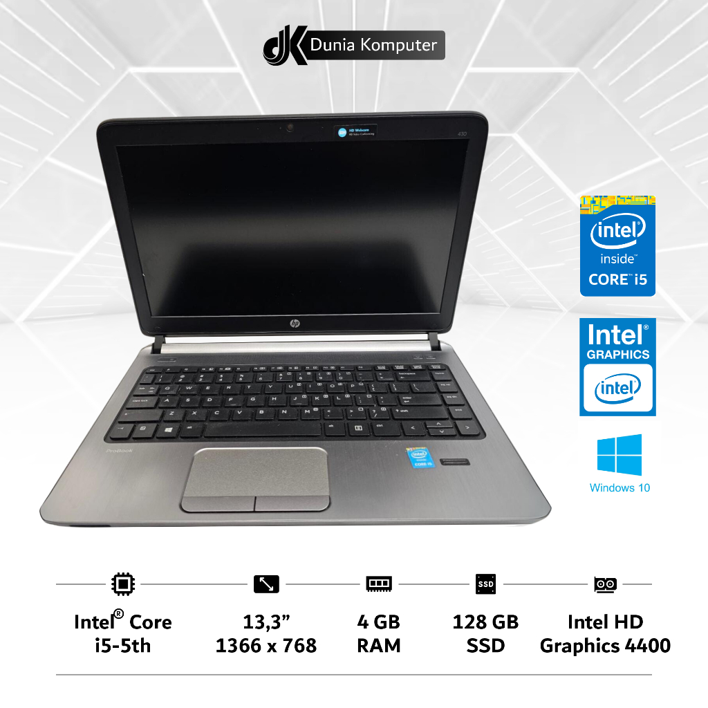 Laptop HP Probook 430 G2 Second Intel i5-Gen 5th RAM 4GB SSD 128GB Begaransi