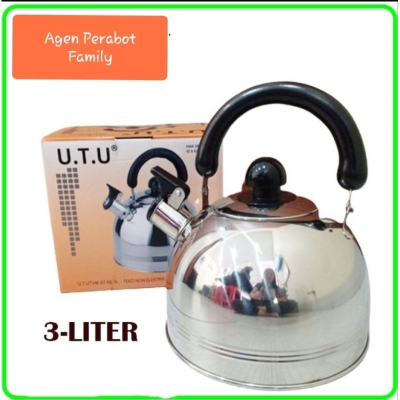 TEKO BUNYI SIUL U.T.U KETTLE CERET 3 LITER UTU HK-07 STAINLESS STEEL