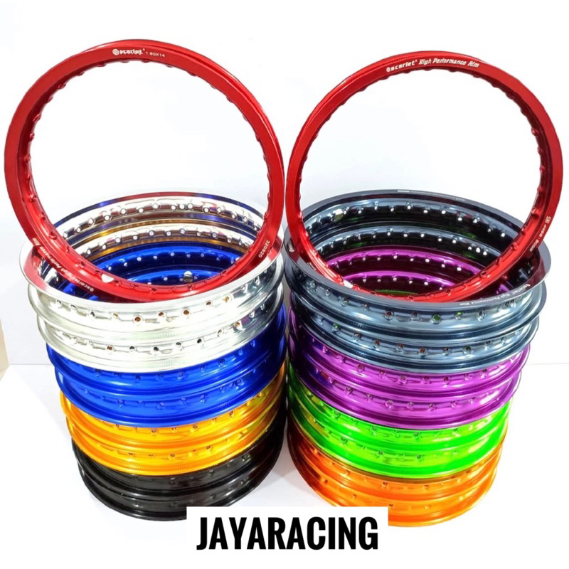 Velg pelak Scarlet ring 16 160 140 ungu biru merah gold silver hijau hitam titanium oren