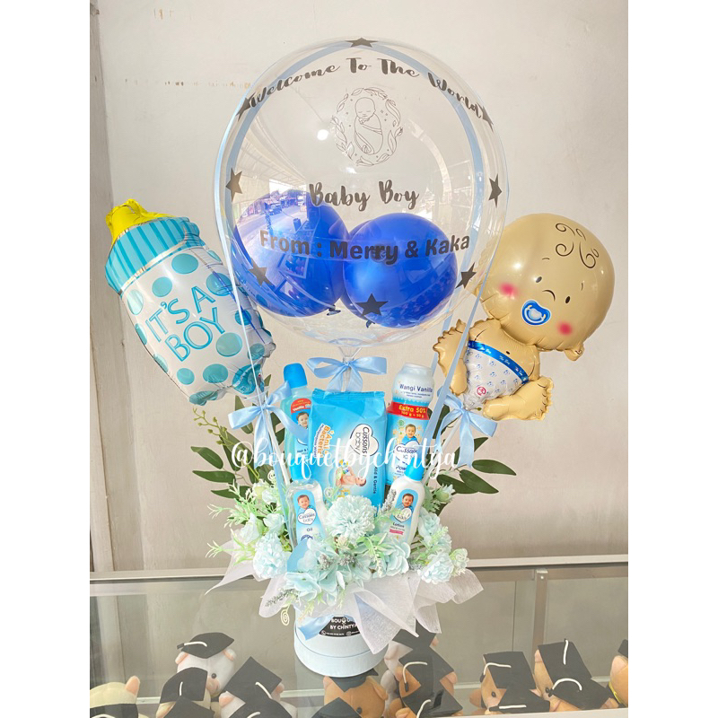 BUKET BALON NEWBORN BALLOON BUCKET BALON WISUDA SNACK BALLOON BLOOMBOX BALLOON HADIAH LAHIRAN