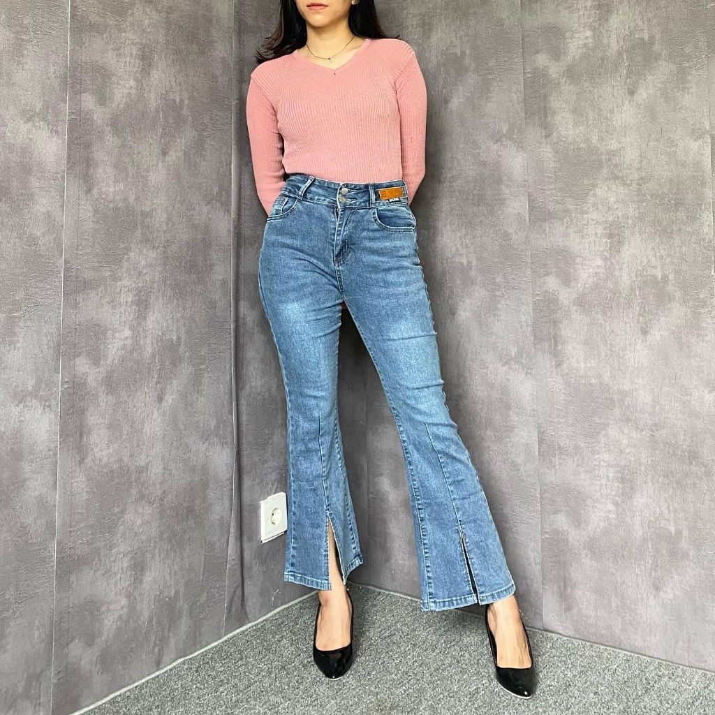 Import Bkk  Cutbray Slit Rica Series Celana Jeans Cutbray Wanita Premium Quality