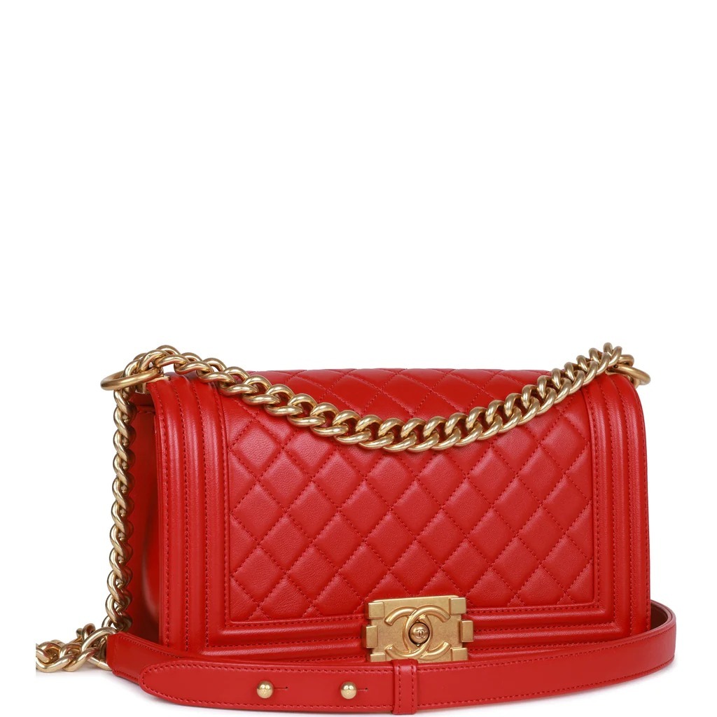 Chanel Boy Classic Caviar Flap Bag red