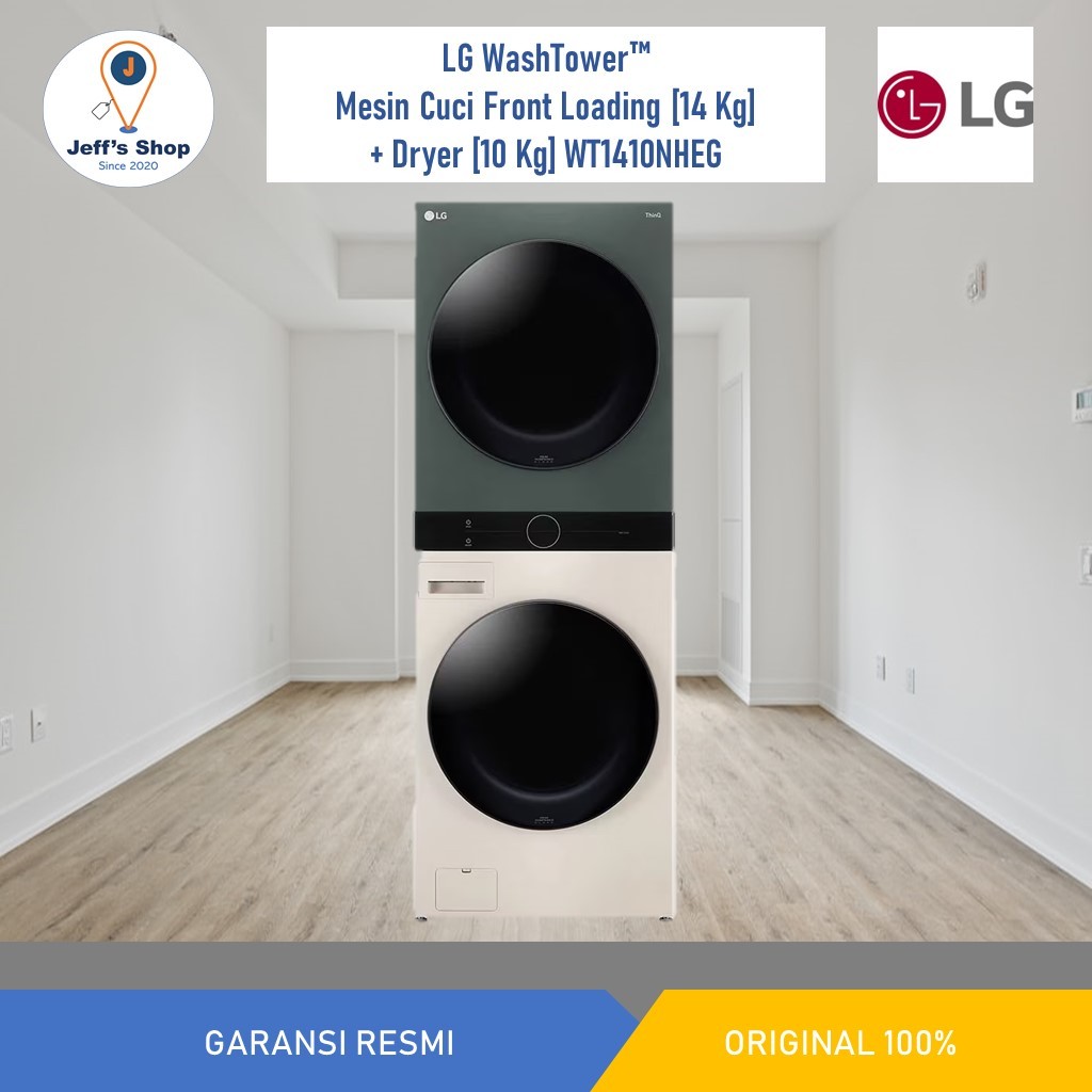 LG WashTower ™ Mesin Cuci Front Loading [14 Kg] + Dryer [10 Kg] WT1410NHEG