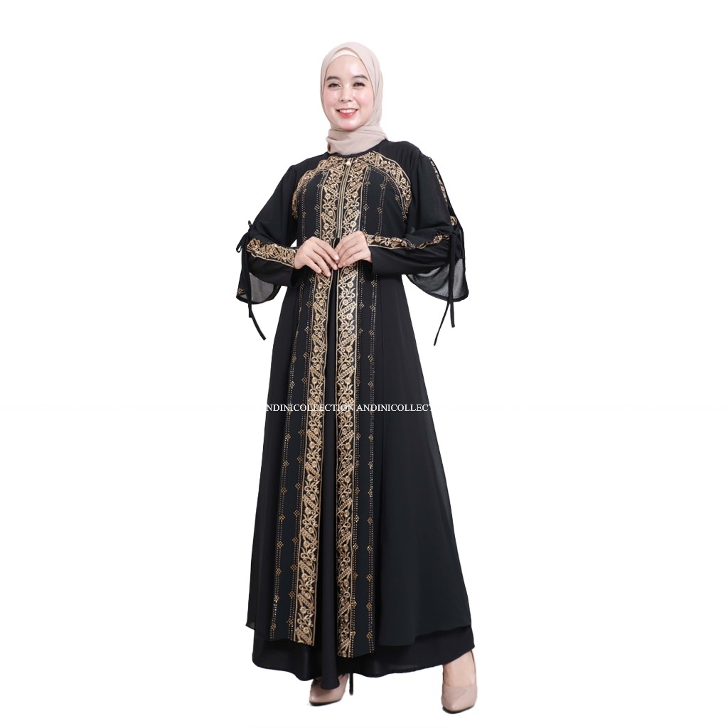 ANDINICOLLECTION Abaya Hitam 465 - Gamis Wanita Abaya Hitam / Gamis Hitam Umroh / Abaya Hitam Turkey