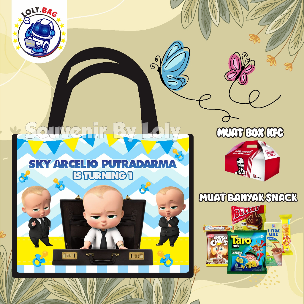 

TAS ULANG TAHUN TERLARIS / GOODIE BAG ULTAH / TAS SPUNBOND / TEMA BABY BOSS