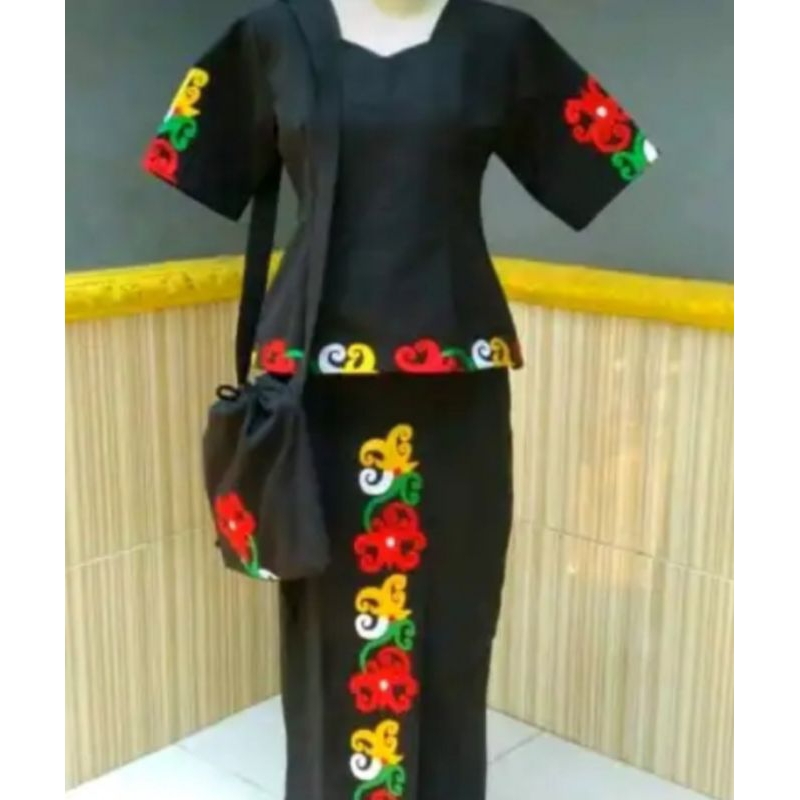 BAJU TENUN SETELAN MOTIF KALIMANTAN MOTIF CUMI MURAH