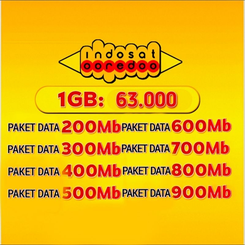 PULSA PAKET DATA INDOSAT Ooredoo 200MB-1GB