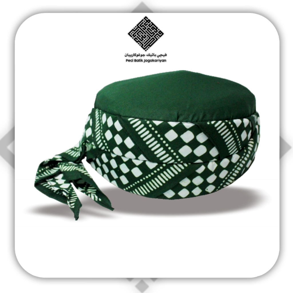 Peci Batik Jogokariyan Motif Poleng Hijau Original