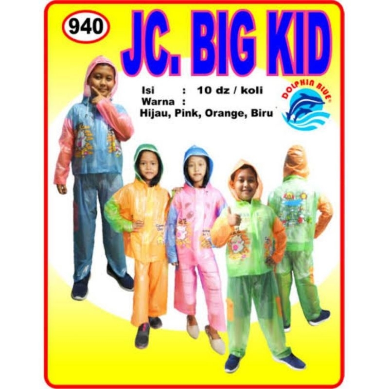 Jas hujan anak setelan big kids dolphin blue / setelan jas hujan anak dolphin blue