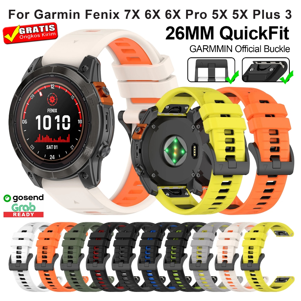 STRAP TALI JAM GARMIN FENIX 7X FENIX 6X 6X PRO FENIX 5X 5X PLUS FENIX 3 SAPPHIRE PRO SOLAR SILICONE 