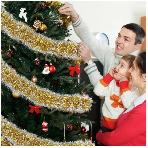 1pc +-2meter Tinsel Slinger Salju Bulat Lonceng Malaikat Peri Gaba gaba Rumbai KASAR Hiasan Pohon Na